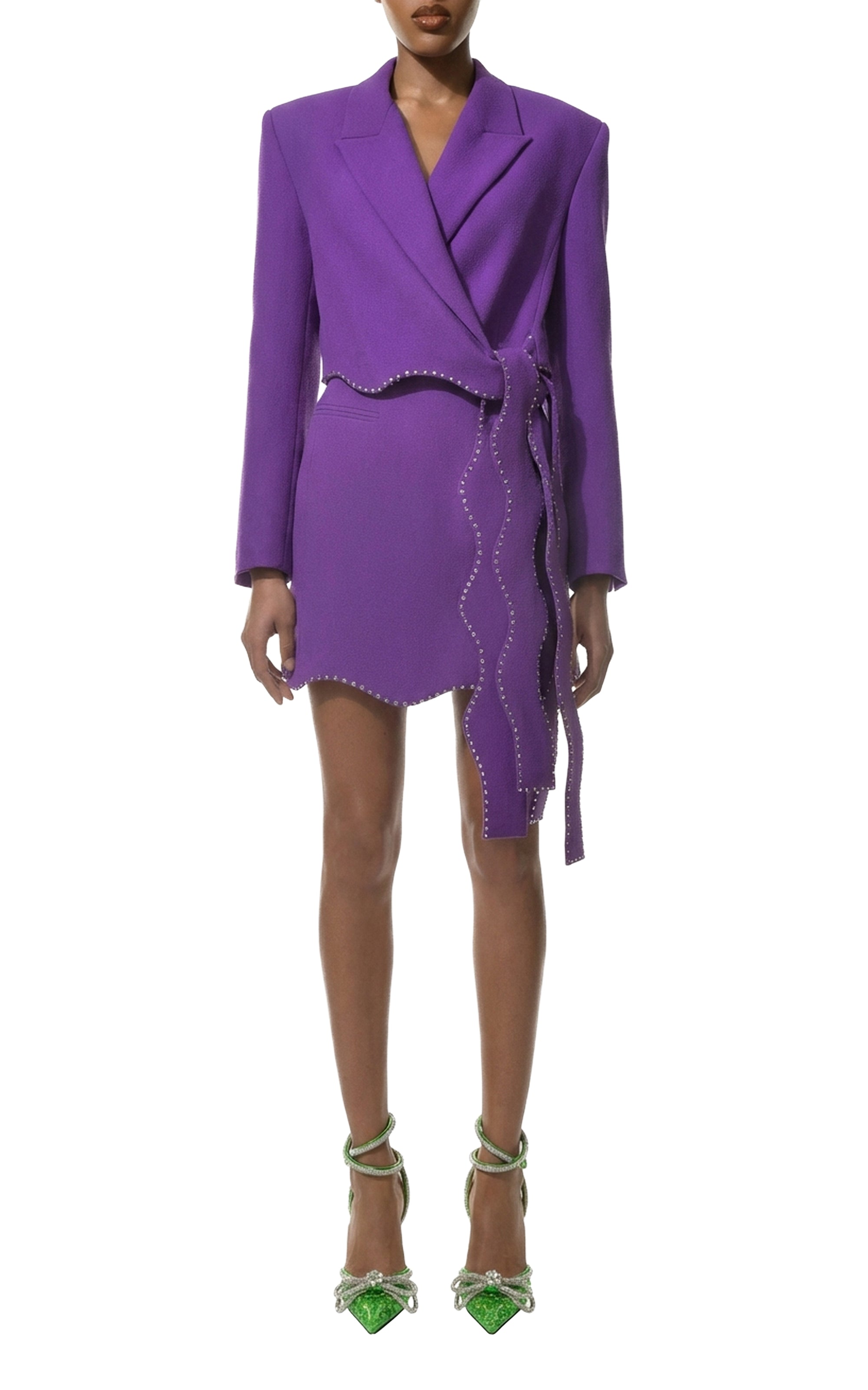 Wavy jacket in wool & strass - Purple