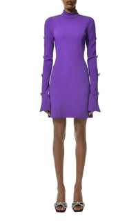 Short cut-out dress with rhinestone embellishments - Purple