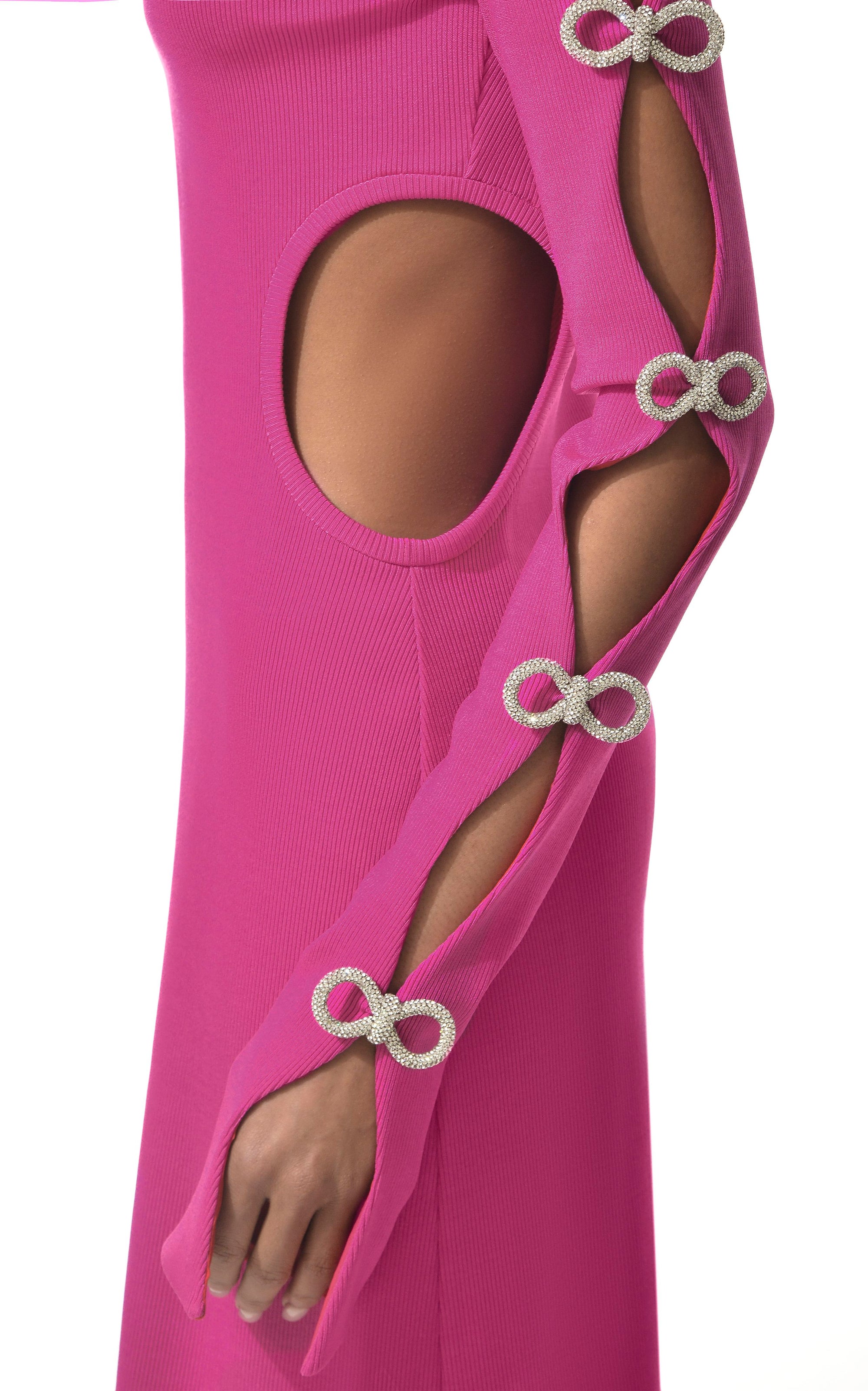 Short cut-out dress with rhinestone embellishments - Hot Pink