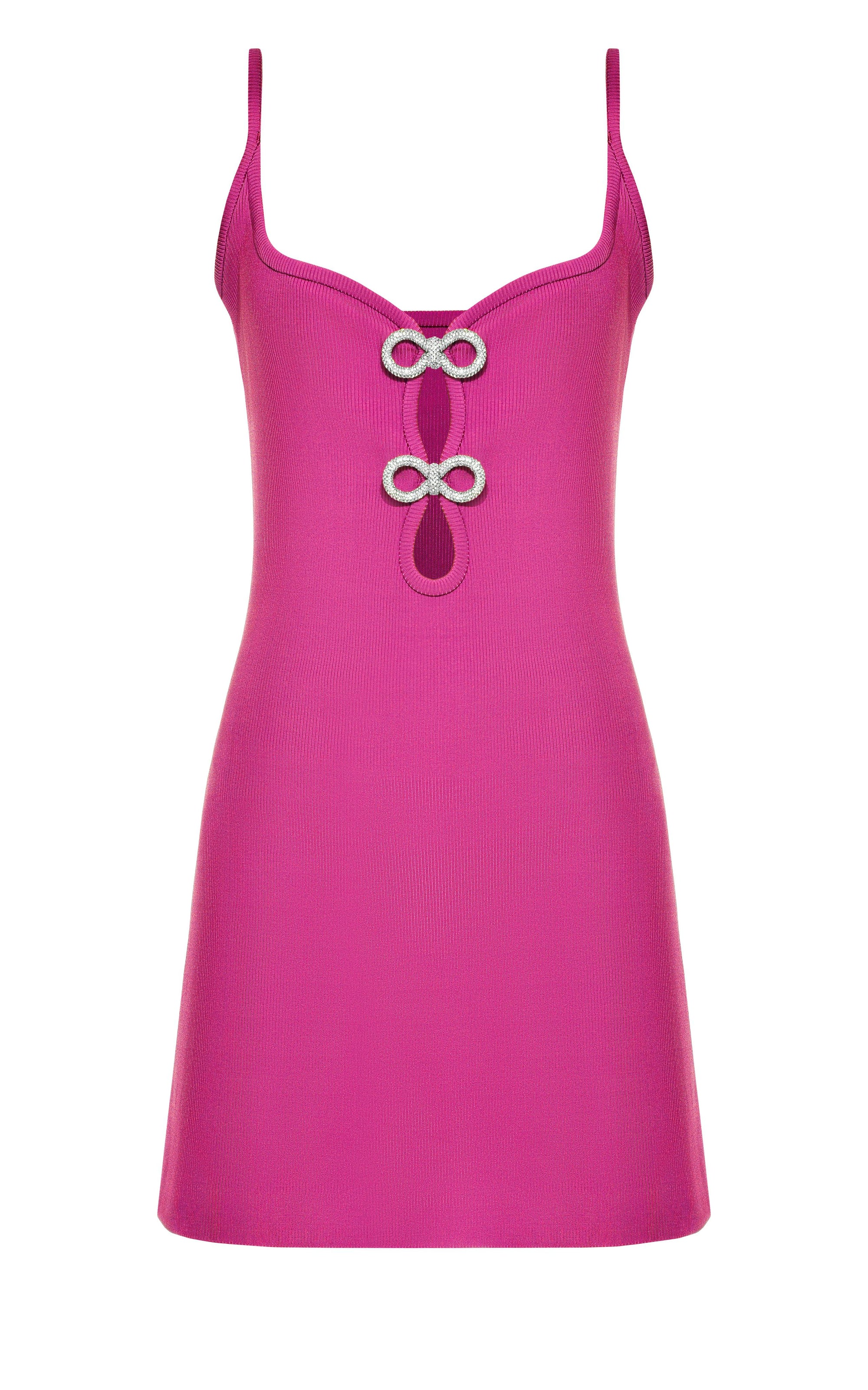 Short cut-out dress with rhinestone embellishments - Hot Pink