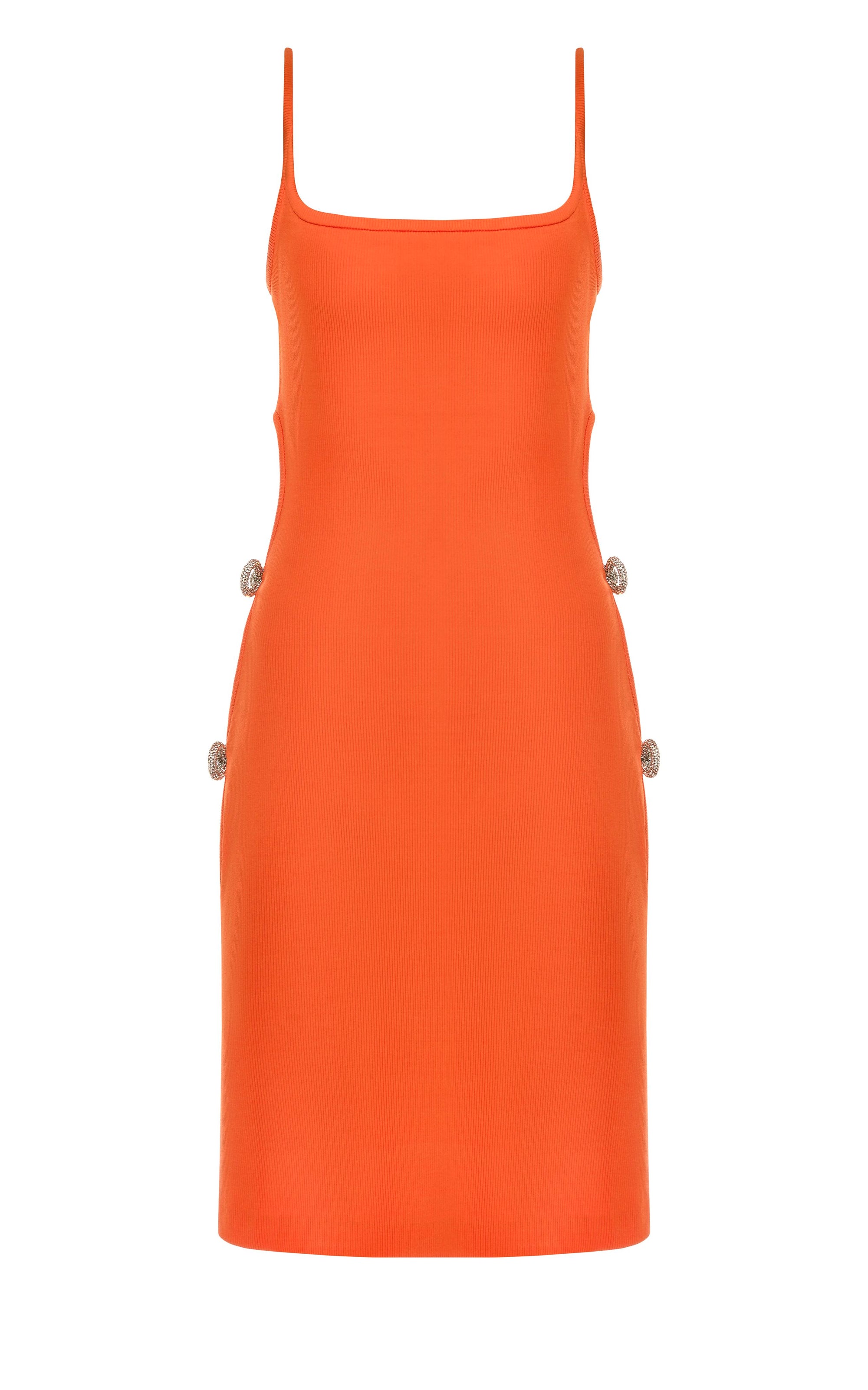 Short cut-out dress with rhinestone embellishments - Orange
