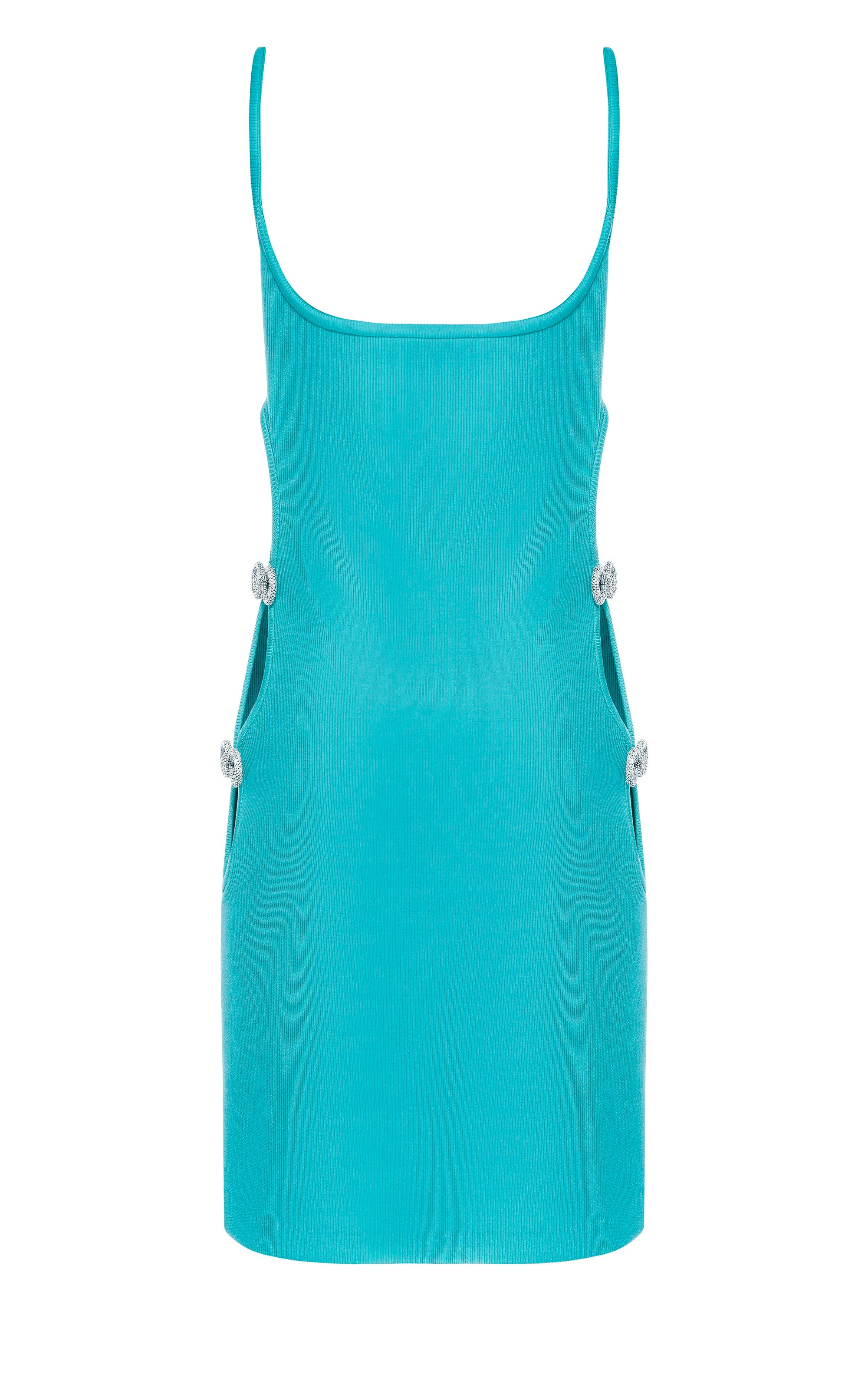 Short cut-out dress with rhinestone embellishments - Turquoise Blue