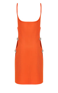 Short cut-out dress with rhinestone embellishments - Orange