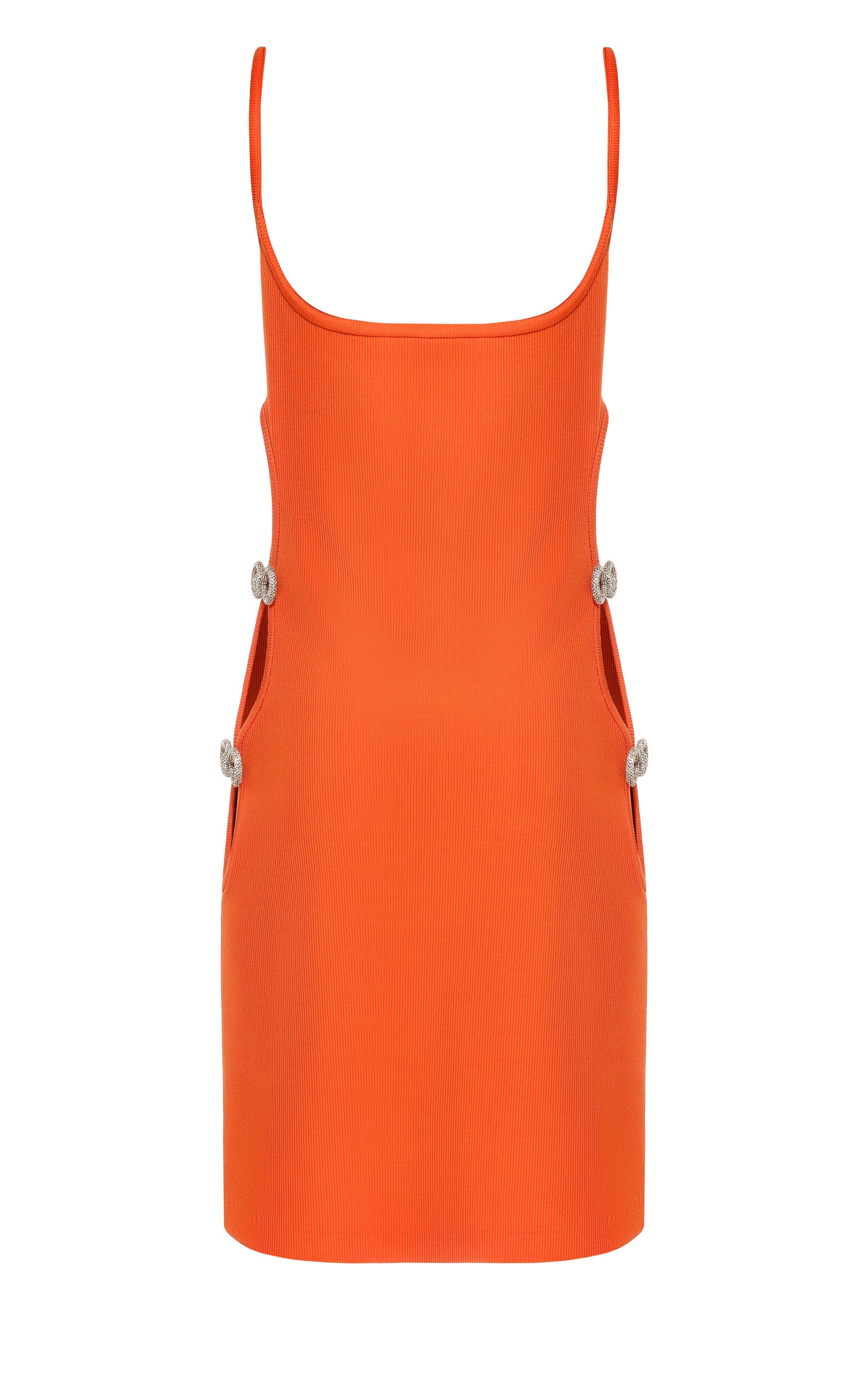Short cut-out dress with rhinestone embellishments - Orange