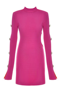 Short cut-out dress with rhinestone embellishments - Hot Pink