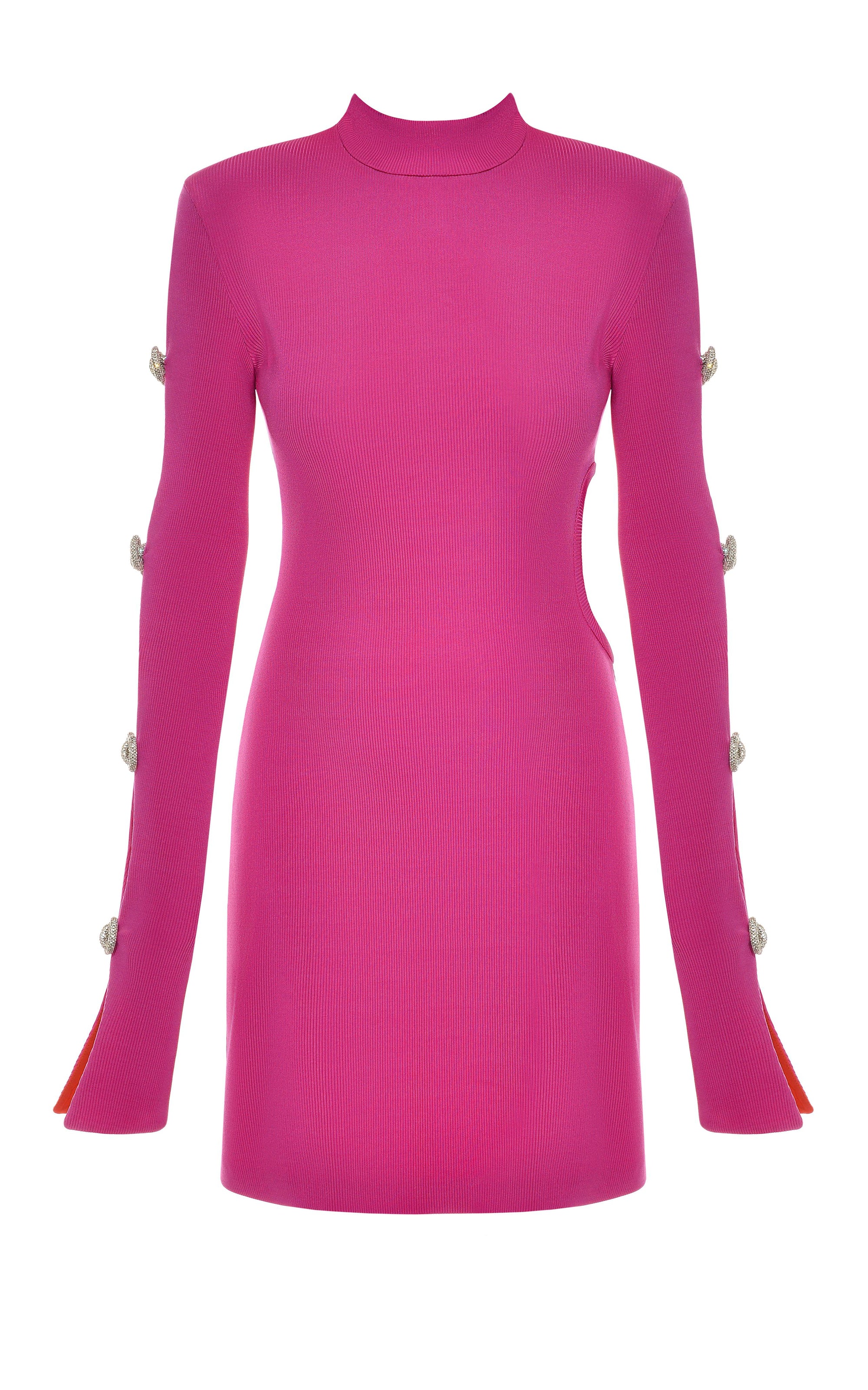 Short cut-out dress with rhinestone embellishments - Hot Pink