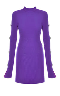 Short cut-out dress with rhinestone embellishments - Purple