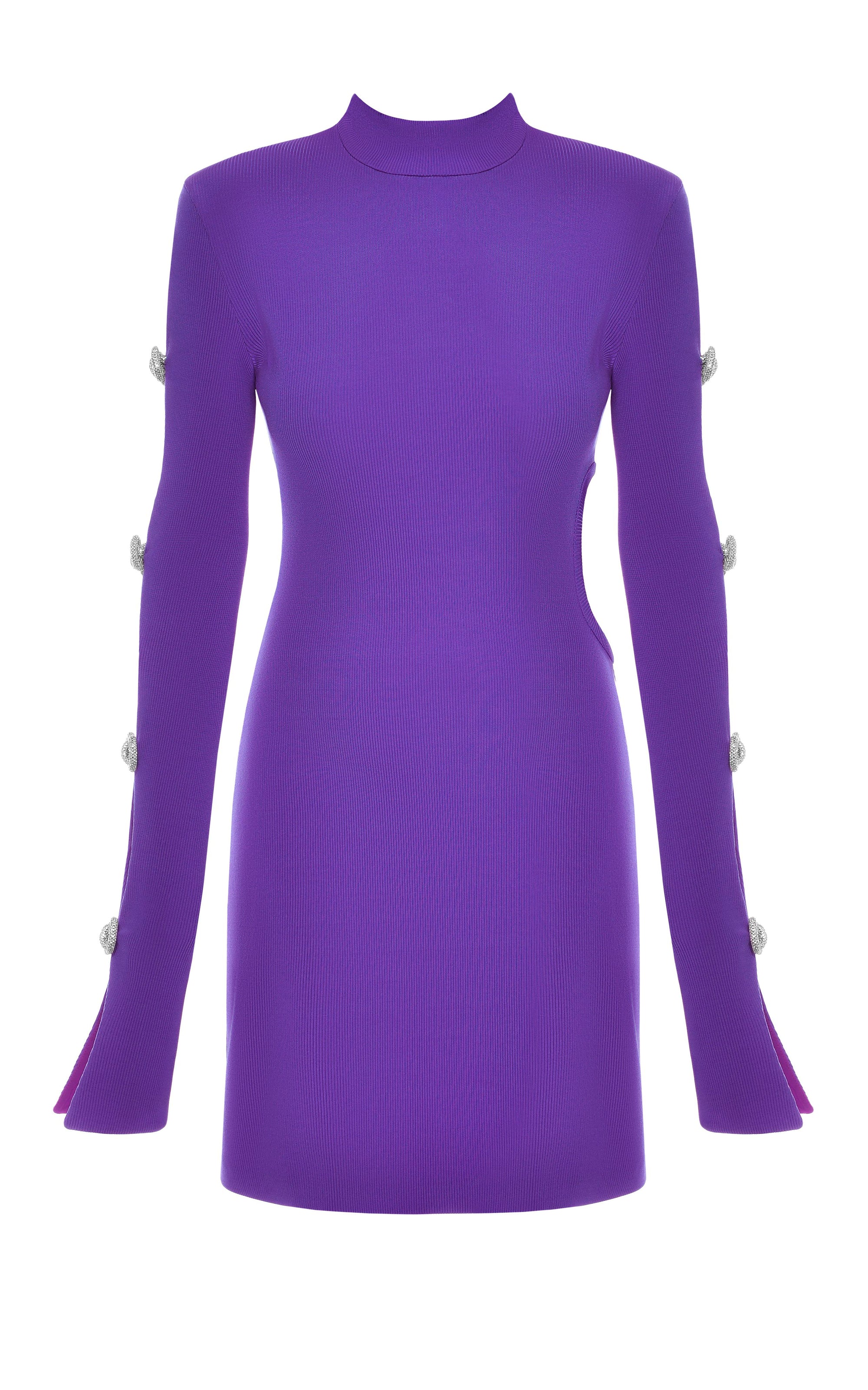 Short cut-out dress with rhinestone embellishments - Purple