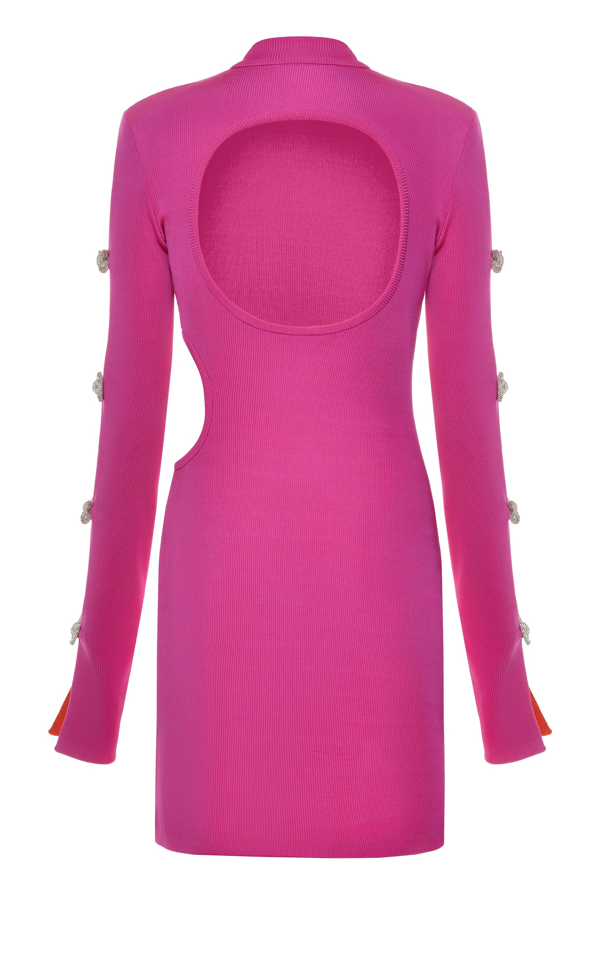 Short cut-out dress with rhinestone embellishments - Hot Pink