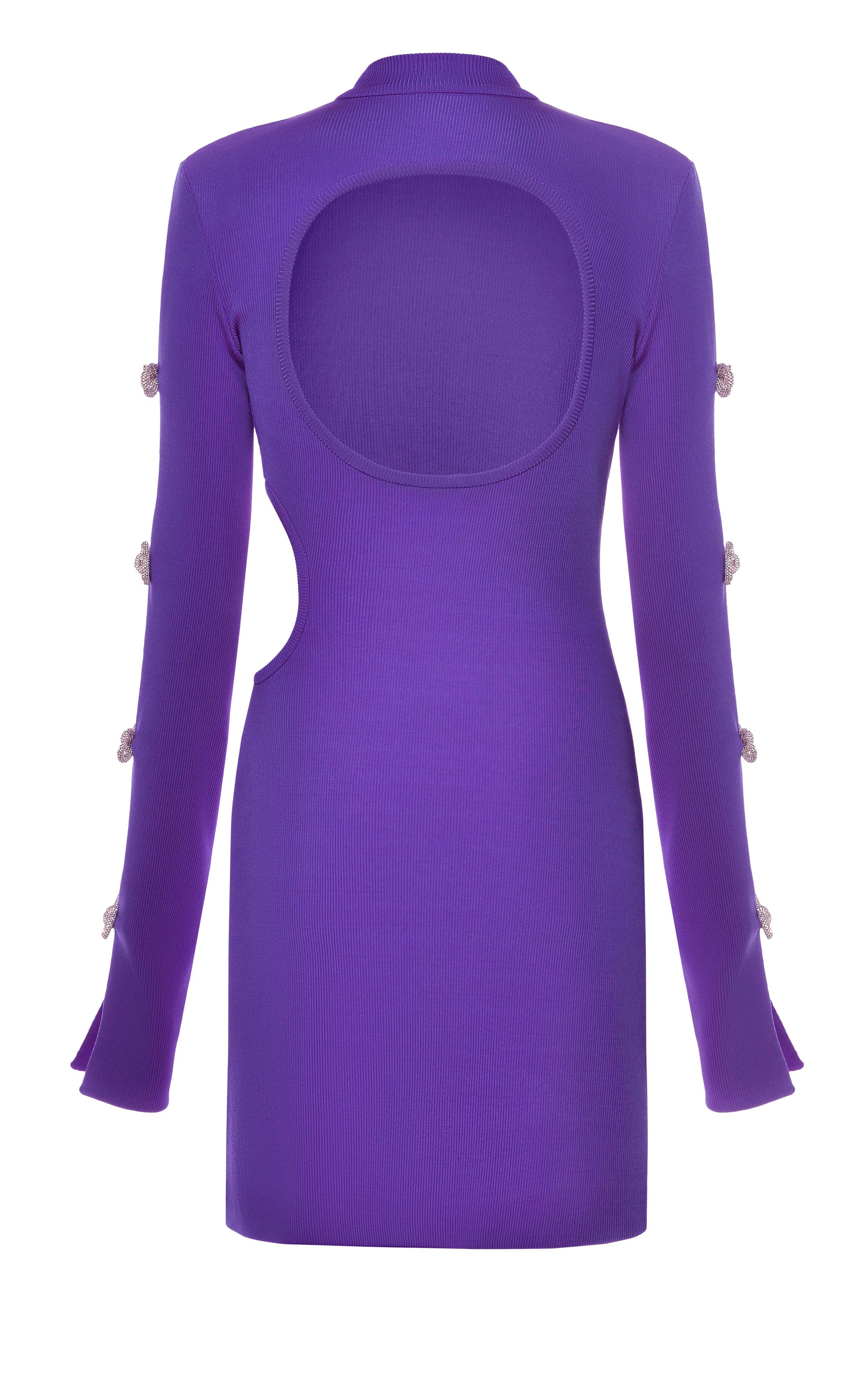 Short cut-out dress with rhinestone embellishments - Purple