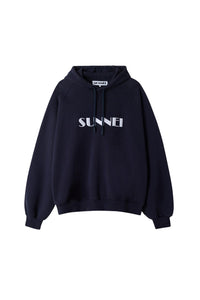 Large embroidered logo hoody - Dark Blue