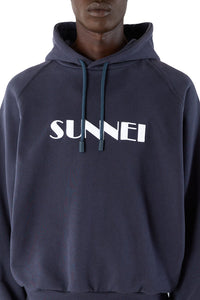 Large embroidered logo hoody - Dark Blue