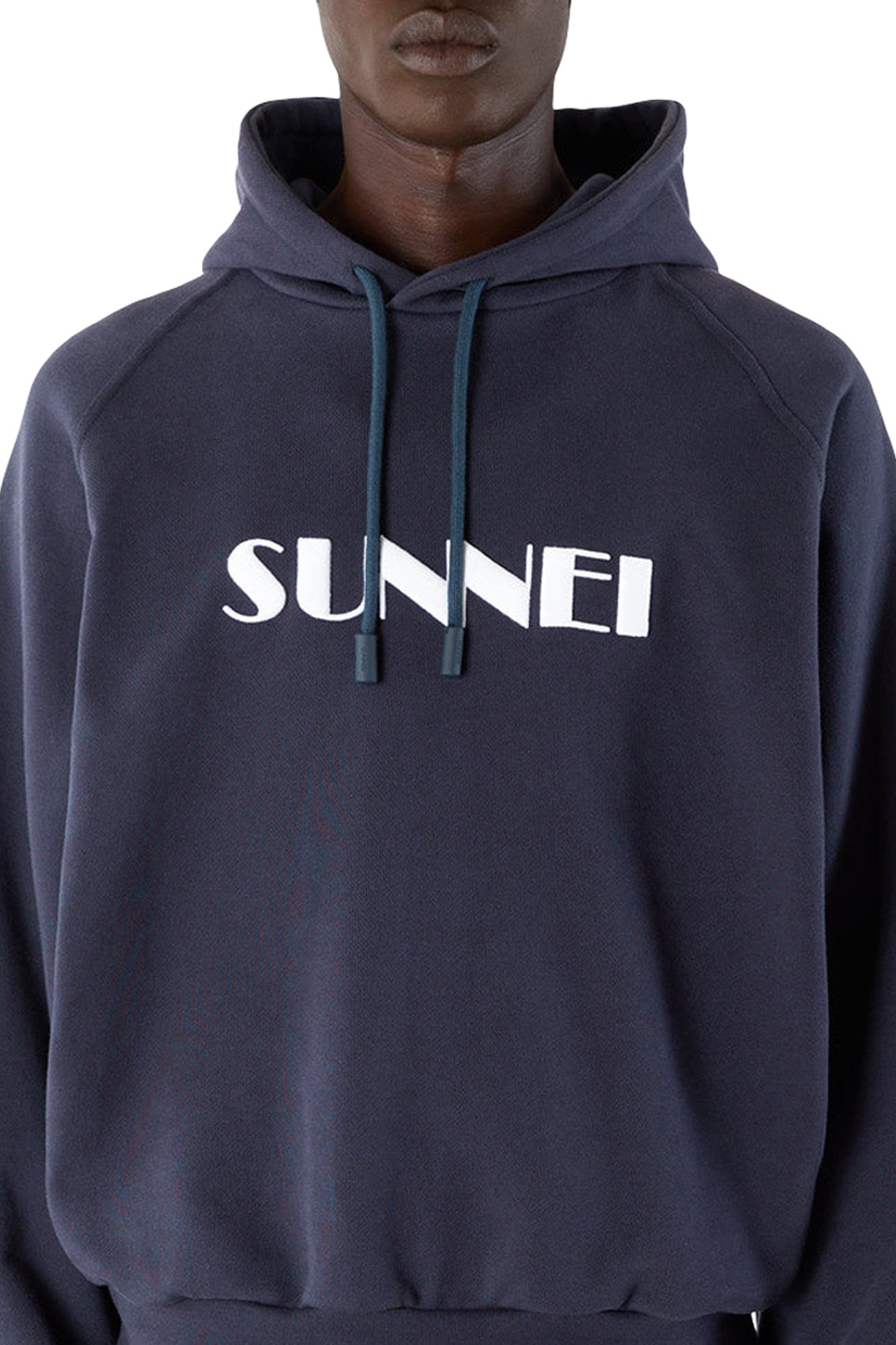 Large embroidered logo hoody - Dark Blue