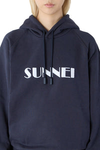 Large embroidered logo hoody - Dark Blue