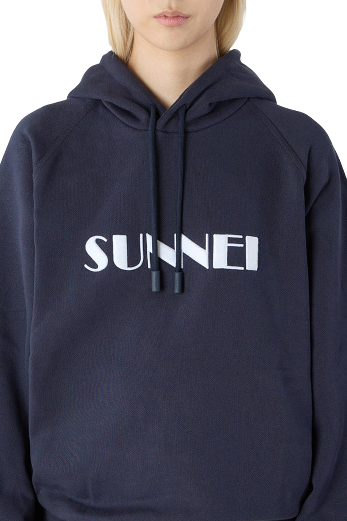Large embroidered logo hoody - Dark Blue
