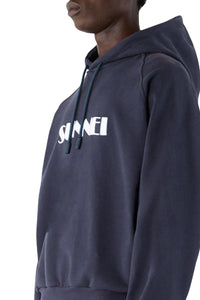Large embroidered logo hoody - Dark Blue
