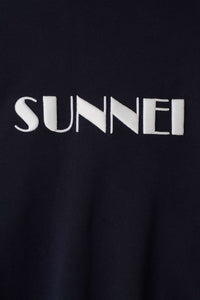 Large embroidered logo hoody - Dark Blue