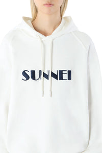 Large embroidered logo hoody - White