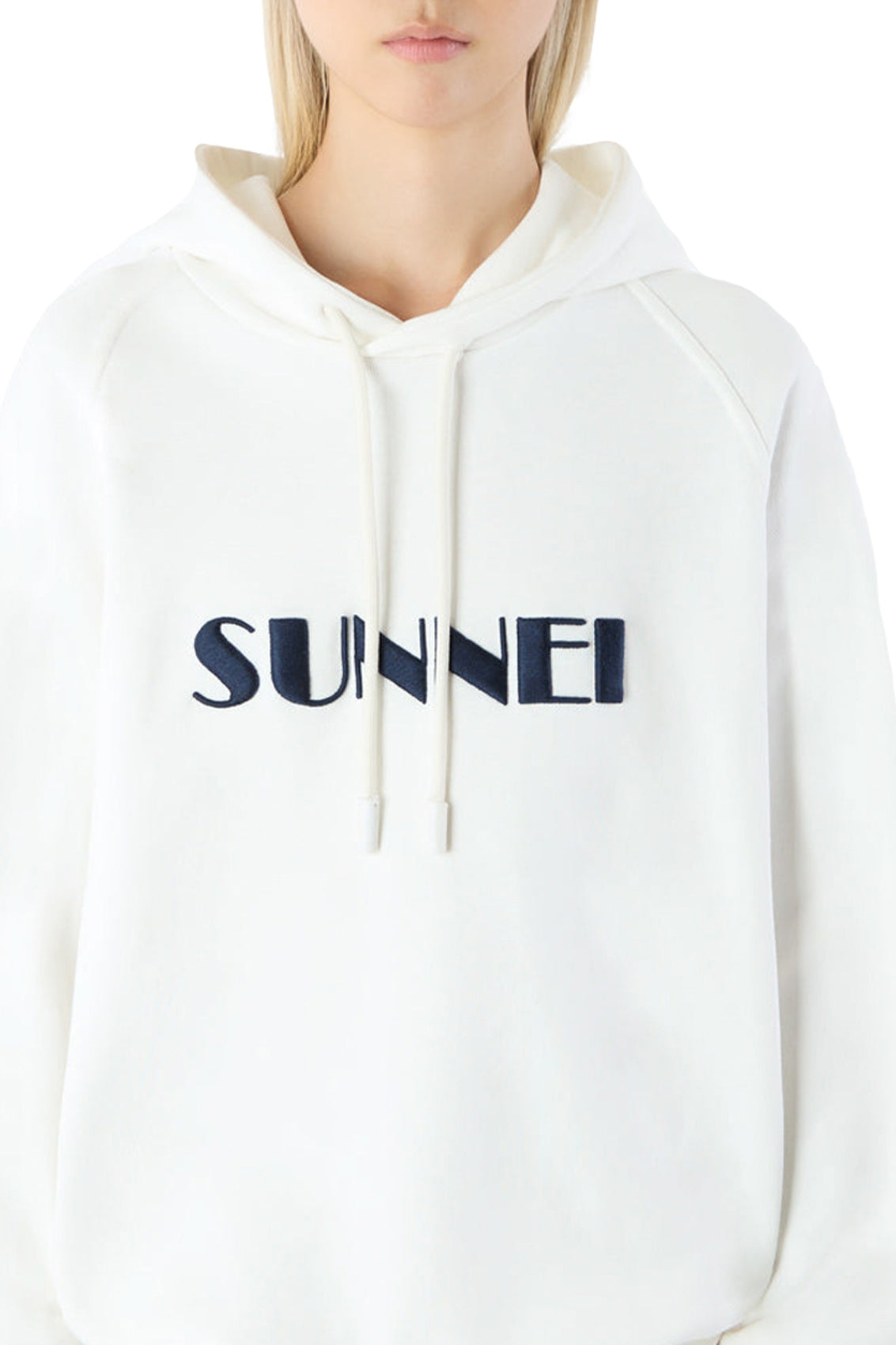 Large embroidered logo hoody - White