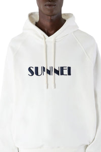 Large embroidered logo hoody - White