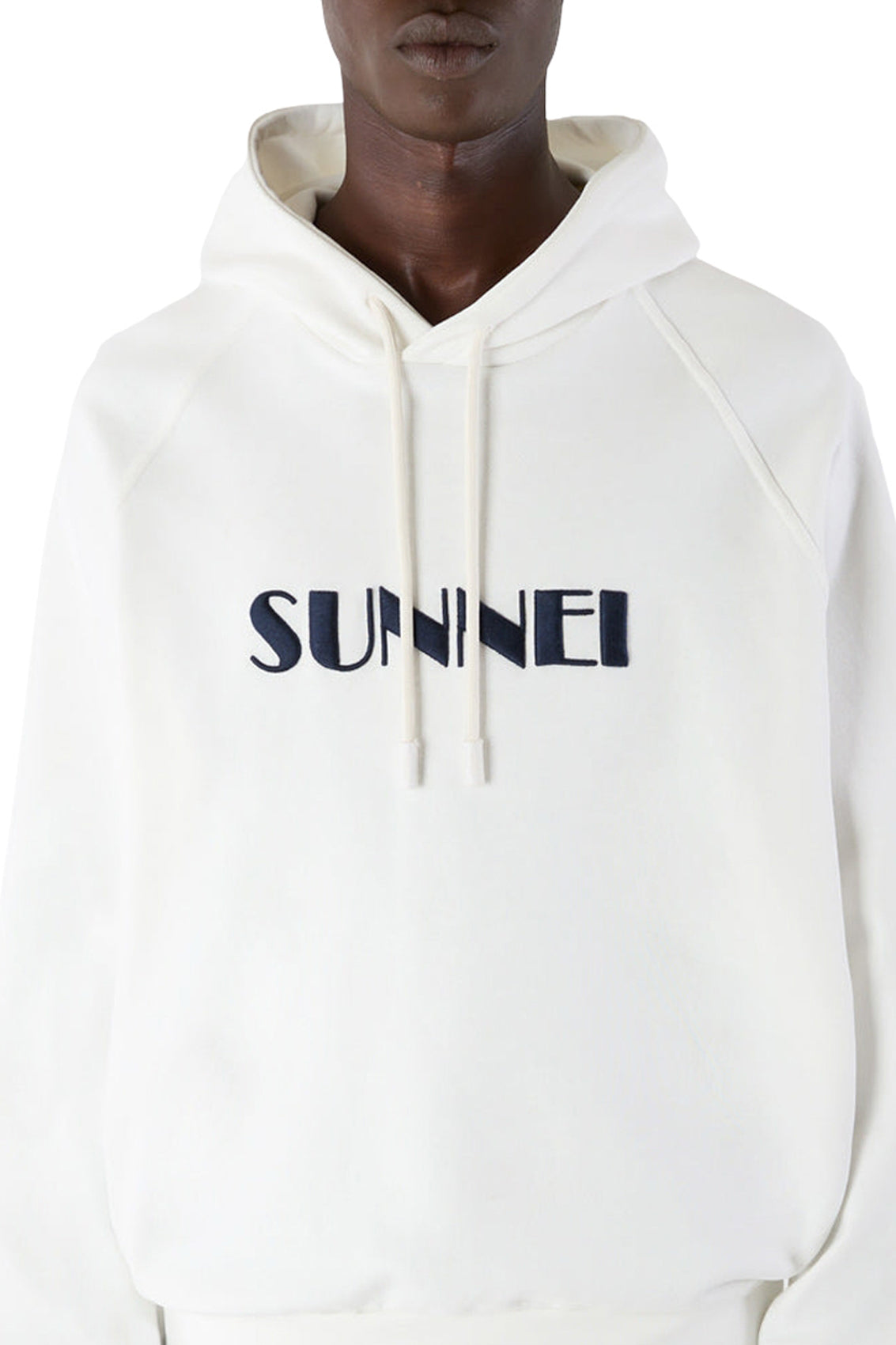 Large embroidered logo hoody - White