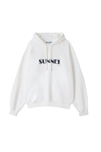Large embroidered logo hoody - White
