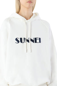 Large embroidered logo hoody - White