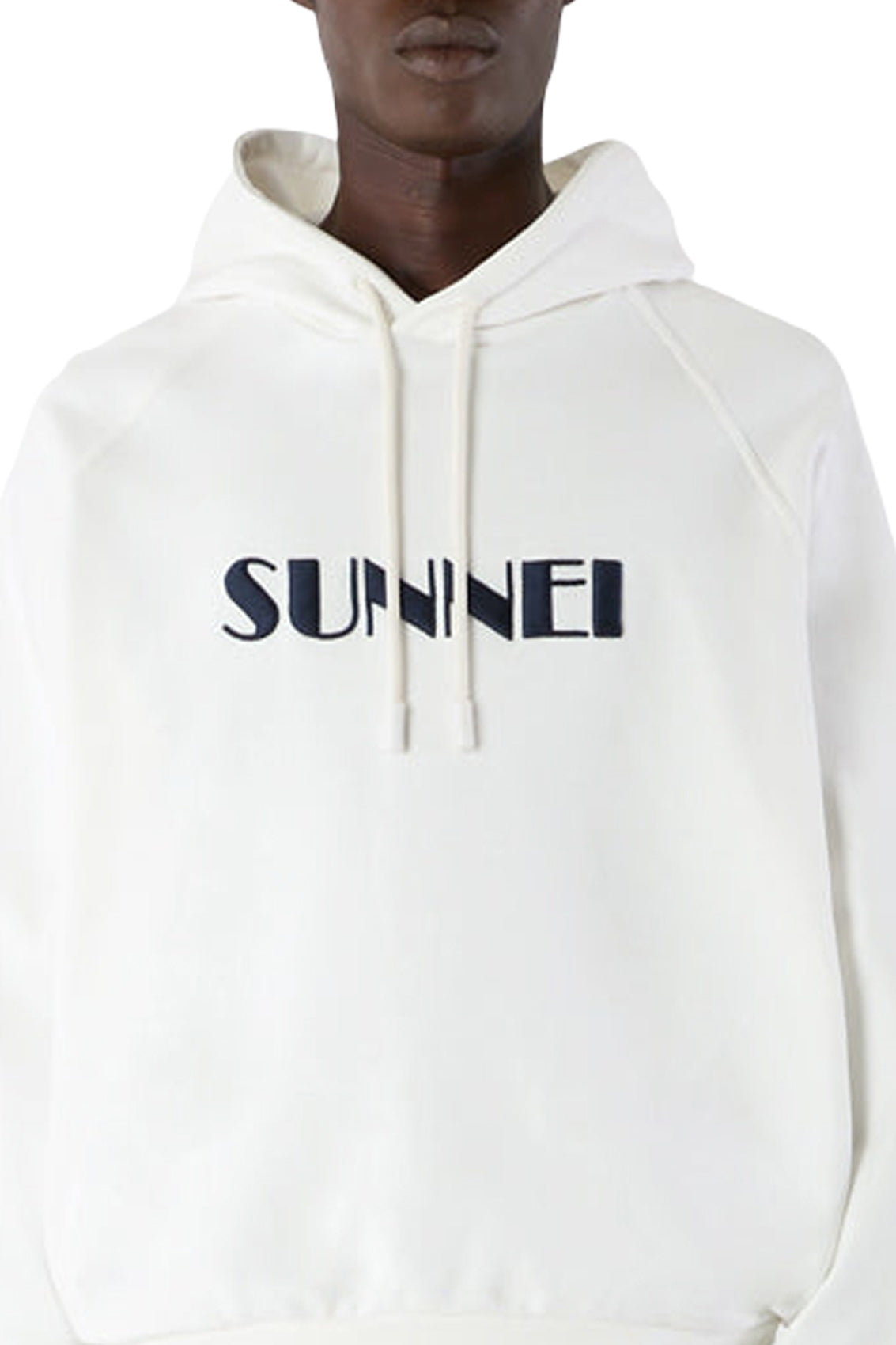 Large embroidered logo hoody - White