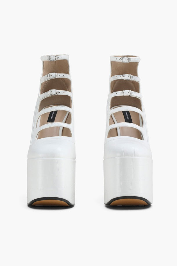 Bottines à talons Kiki 160 en cuir - Blanc