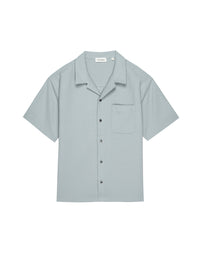 S/S JACQUARD RELAXED SHIRTGREY BLUE