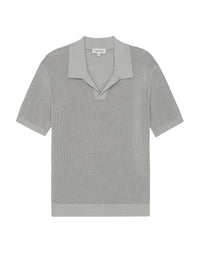 OPEN WEAVE POLO SWEATERGREY BLUE