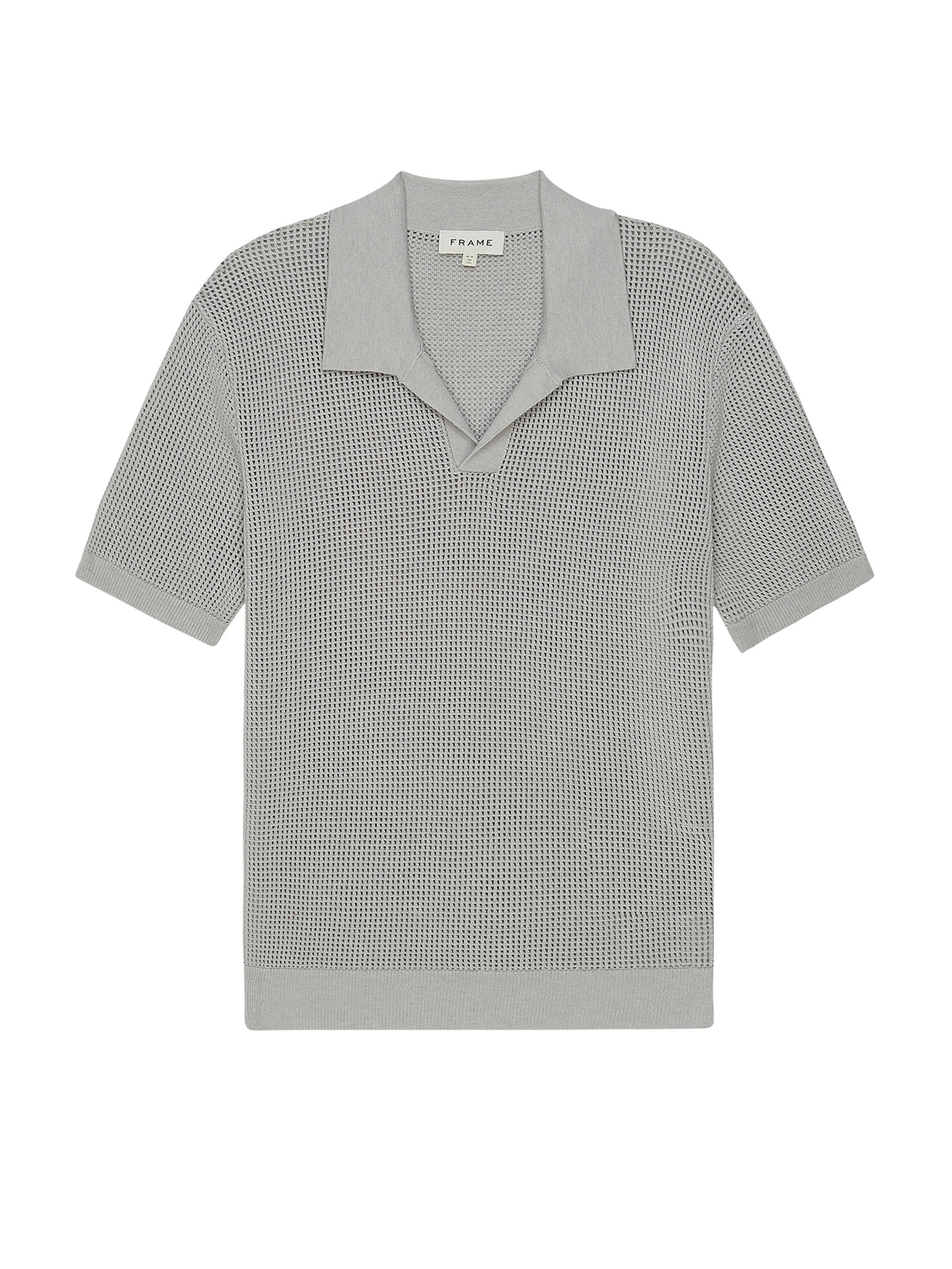 OPEN WEAVE POLO SWEATERGREY BLUE