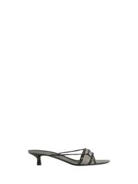 Mules ouvertes micro-talon à carreaux en laine - Nero Fantasia Bianco