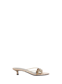 Mules ouvertes micro-talon en cuir - Argento Fantasia Oro