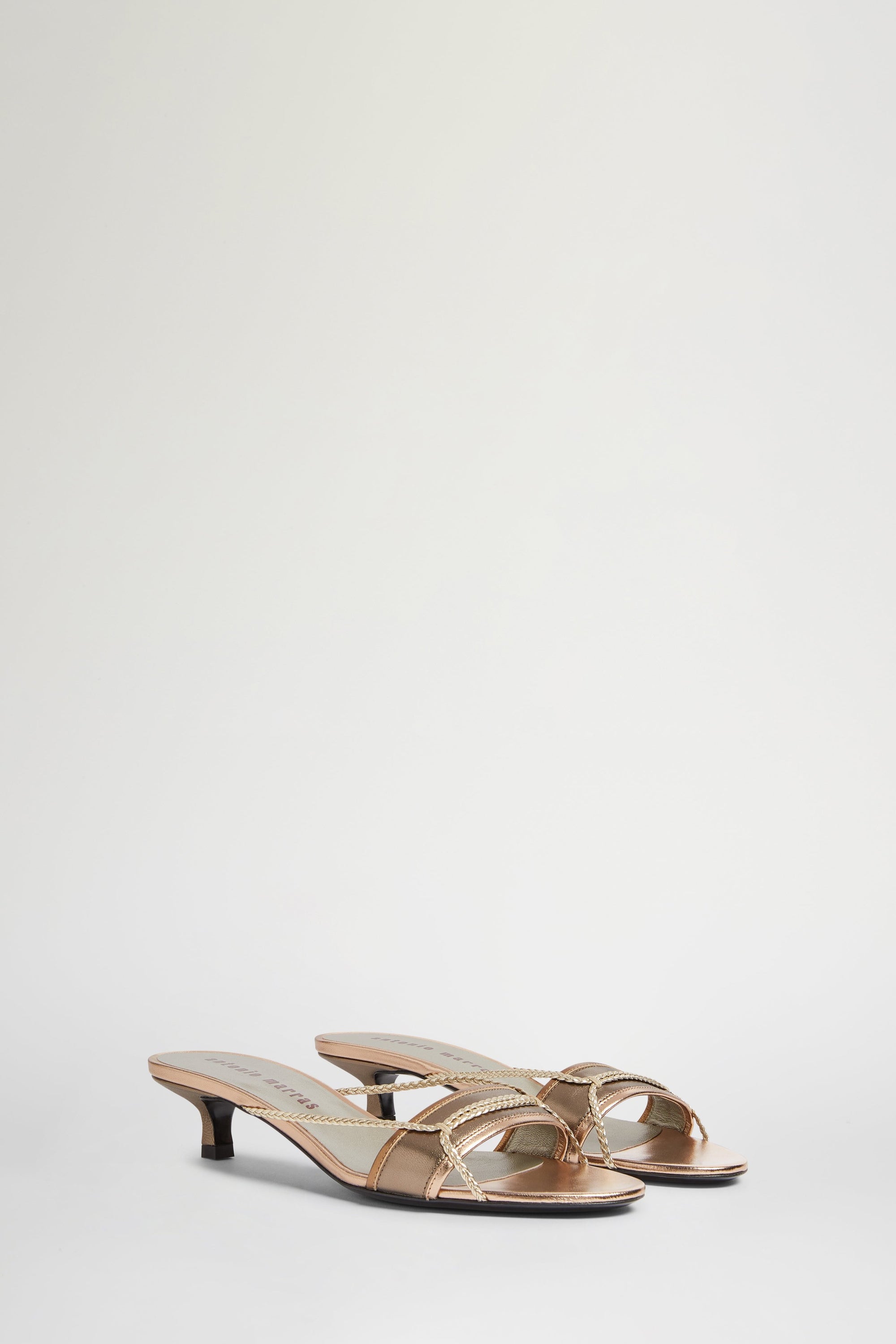 Mules ouvertes micro-talon en cuir - Argento Fantasia Oro