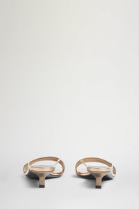 Mules ouvertes micro-talon en cuir - Argento Fantasia Oro