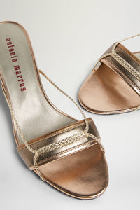 Mules ouvertes micro-talon en cuir - Argento Fantasia Oro