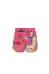 Short en jersey jacquard serviettes Upcyclé - Multicolor