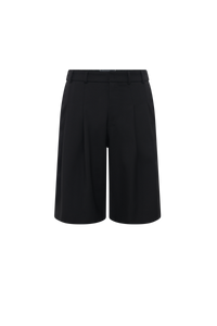 Virgin Wool Twill Double Waisted Shorts - Noir
