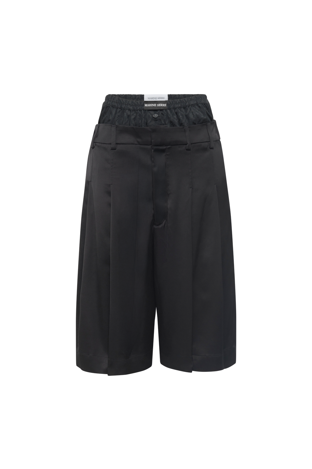 Draped Satin Boxer Waisted Shorts - Noir