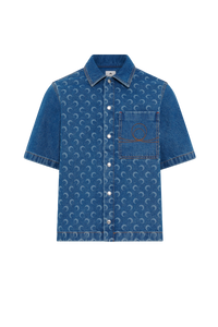 Moon Laser Blue Wash Denim Ss Shirt - Bleu