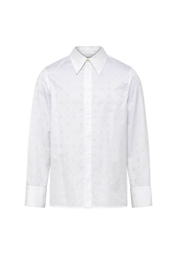 Moonogram Jacquard Cotton Ls Shirt - Blanc