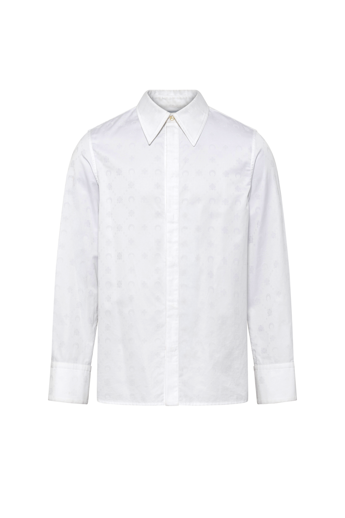Moonogram Jacquard Cotton Ls Shirt - Blanc