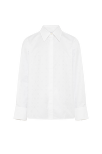 Moonogram Jacquard Cotton Ls Shirt - Blanc
