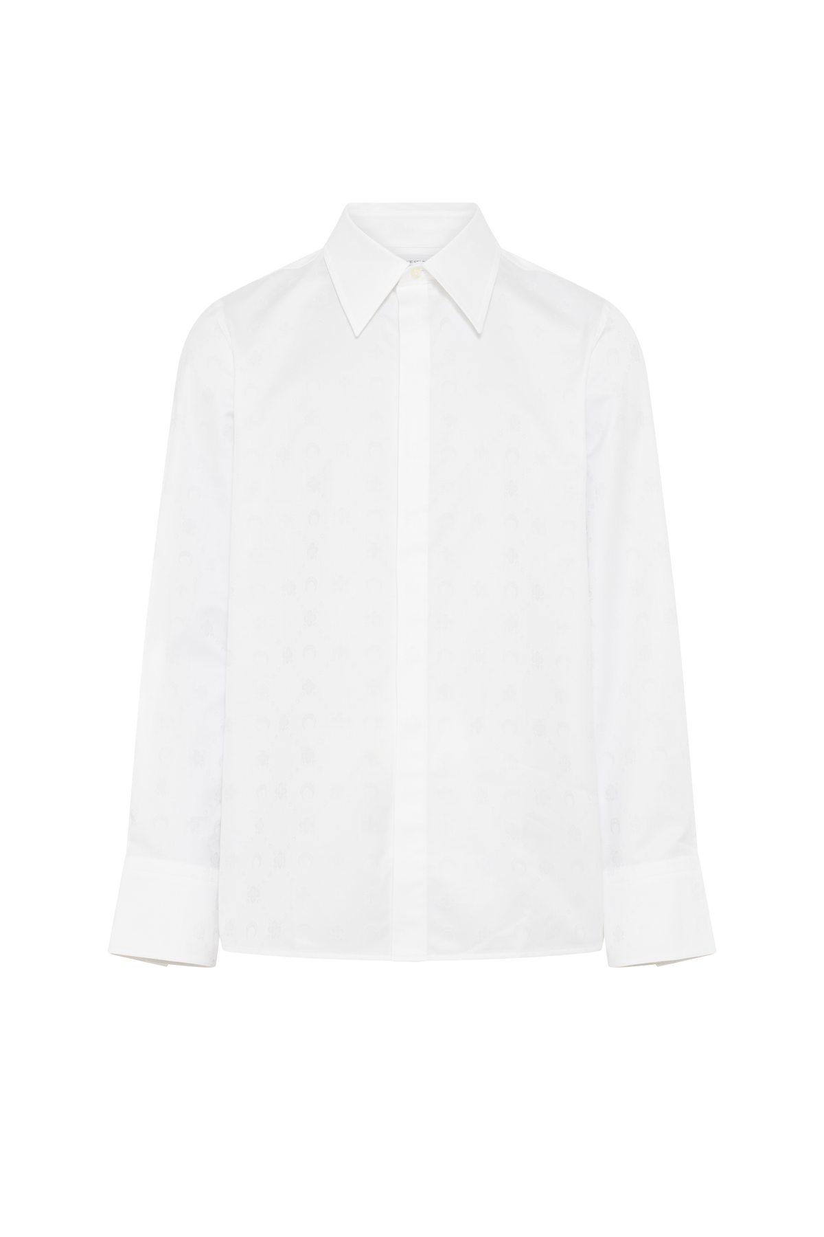Moonogram Jacquard Cotton Ls Shirt - Blanc