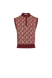 Pull sans manches en laine jacquard Moon Diamant - Beige