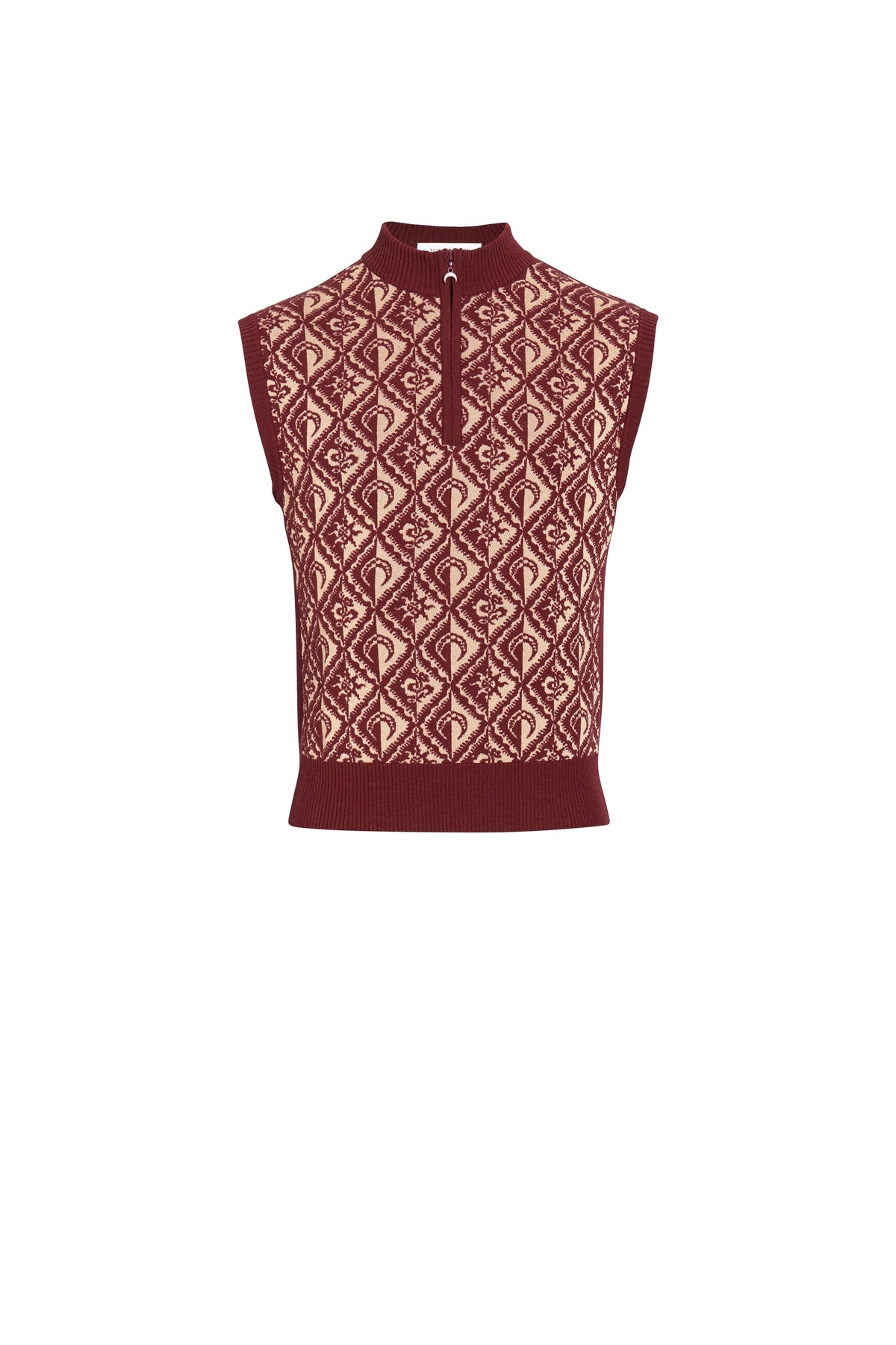Pull sans manches en laine jacquard Moon Diamant - Beige