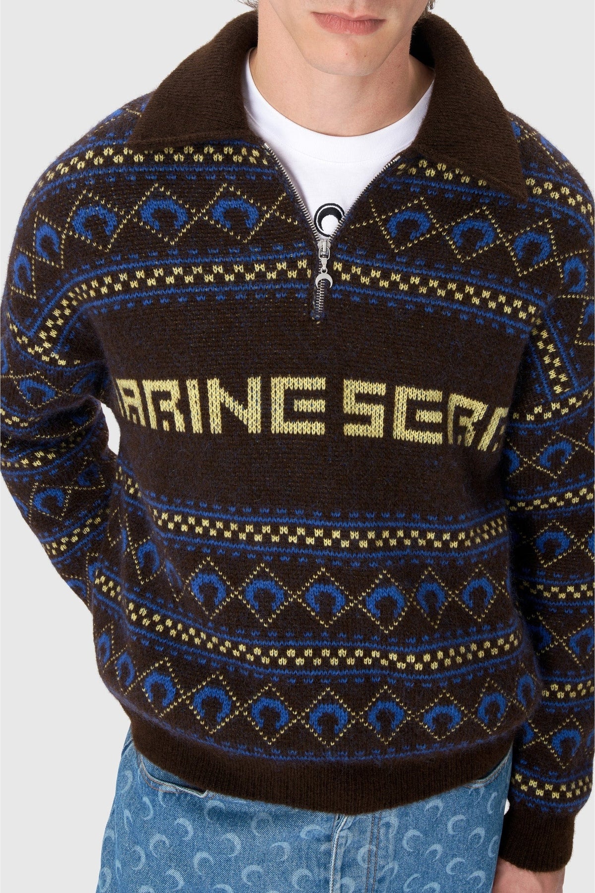 Top en jacquard de laine - Deep Brown