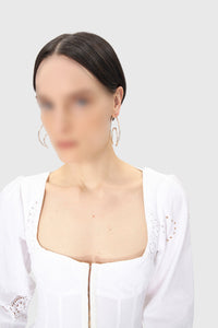 Boucles d'oreilles Moon en laiton recyclées unisex - Shiny Silver