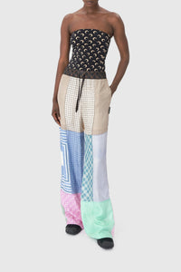 Pantalon en soie Upcyclé unisex - Multicolor